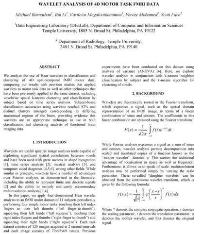 Wavelet Analysis of 4D Motor Task fMRI Data